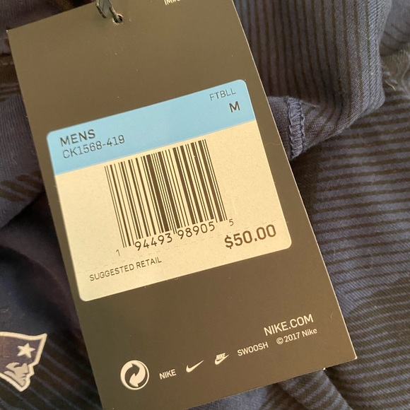 🎁NWT New England Patriots Nike Sideline Impact Hoodie Performance LS T Shirt M - Picture 6 of 8